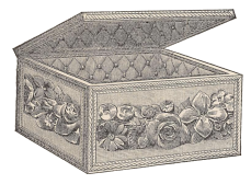 Magazine cutout of a open orinated box.