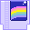 Pixel art of a purple NES cartridge with a rainbow sticker.