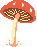 Pixel art of a tall red mushroom.